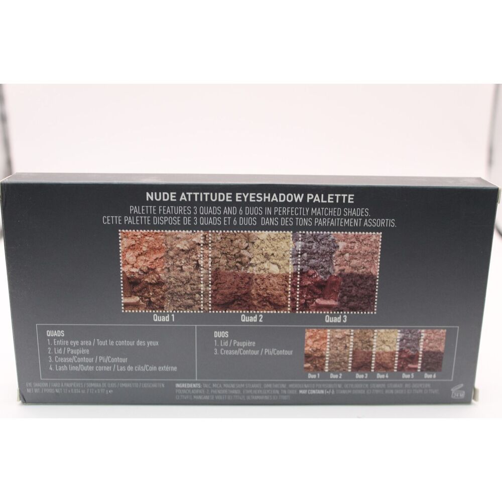 Mally Nude Attitude Eyeshadow Palete 12 Shadows, Doubble Ended Brush